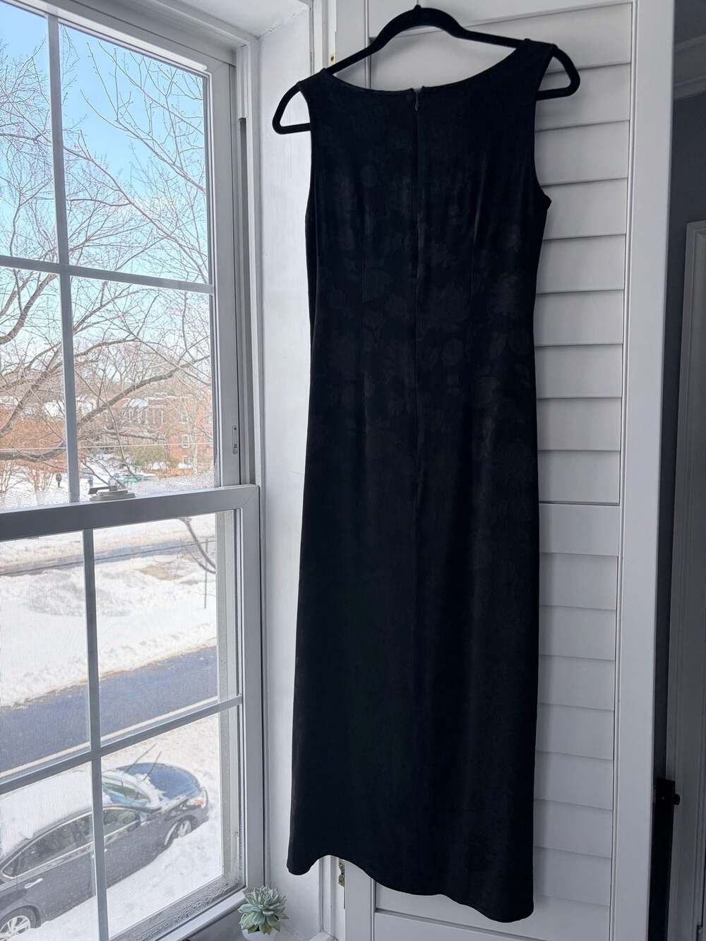 Laura Ashley Vintage Sleeveless Black Floral Jacquard Maxi Dress Sz8